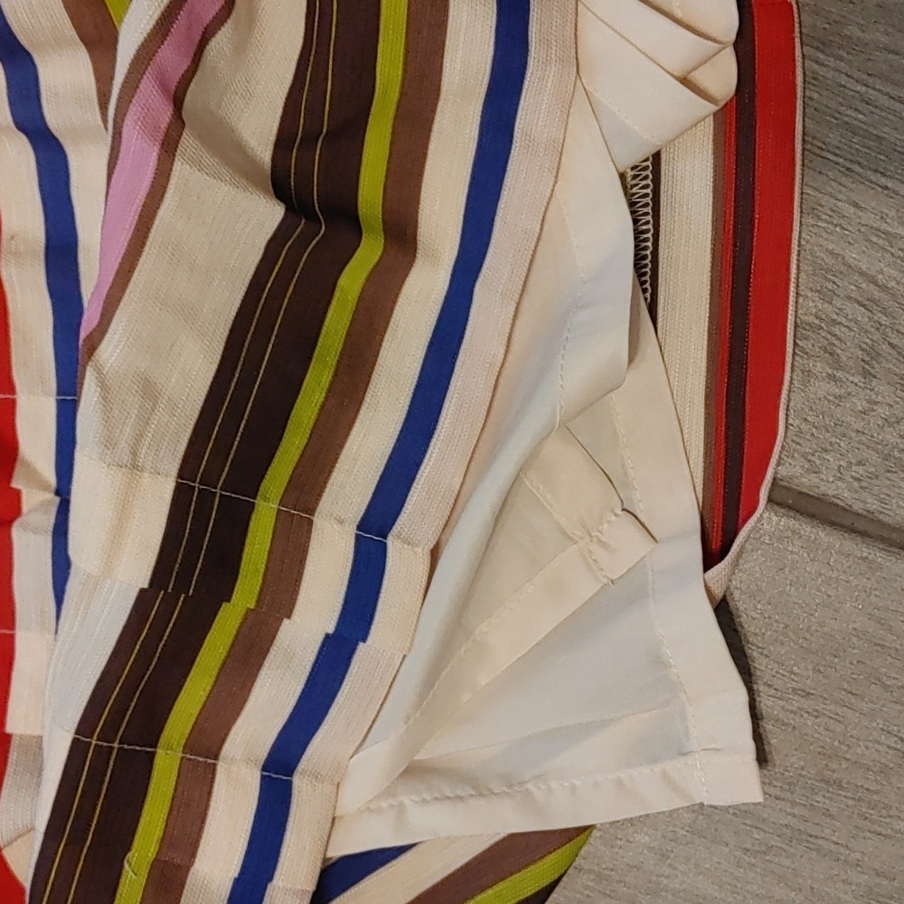 LOFT Sz 8 pleated mini skirt. Cream with vibrant multi-color stripes. Lined, Y2K - Picture 6 of 7